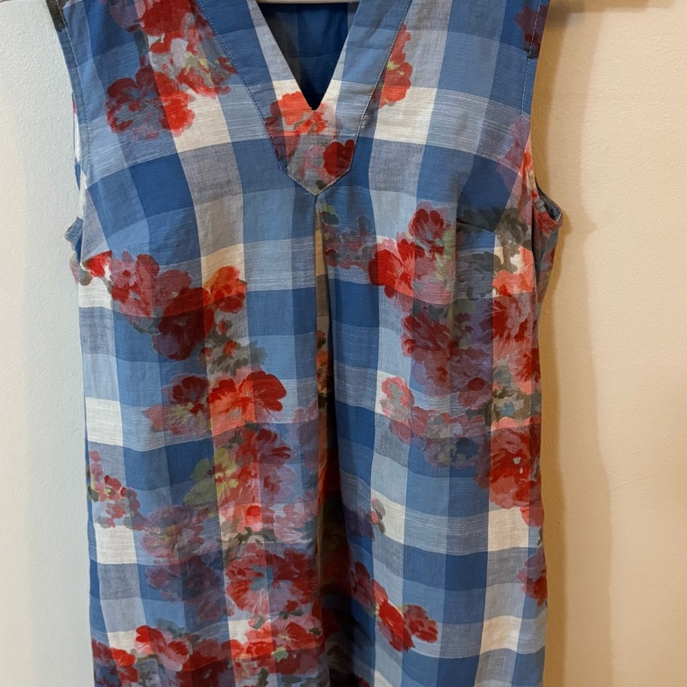 Joules Blue and White Sleeveless floral dress size 2